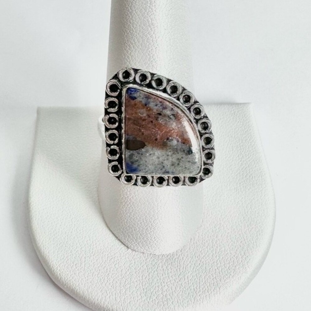 SUNSET Sodalite Genuine Stone 925 Sterling Silver Ring